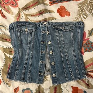 Zara Denim Button-Up Corset Top L